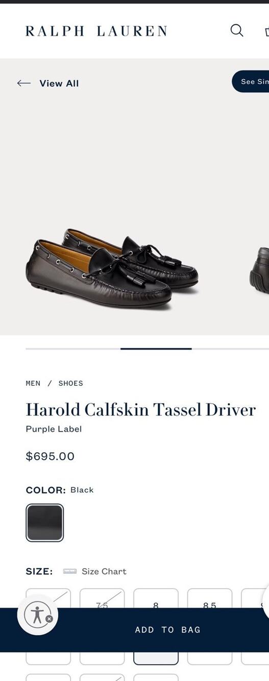 Ralph Lauren PURPLE LABEL Harold TASSEL Black LEATHER Loafers Shoes Mens 11 $695